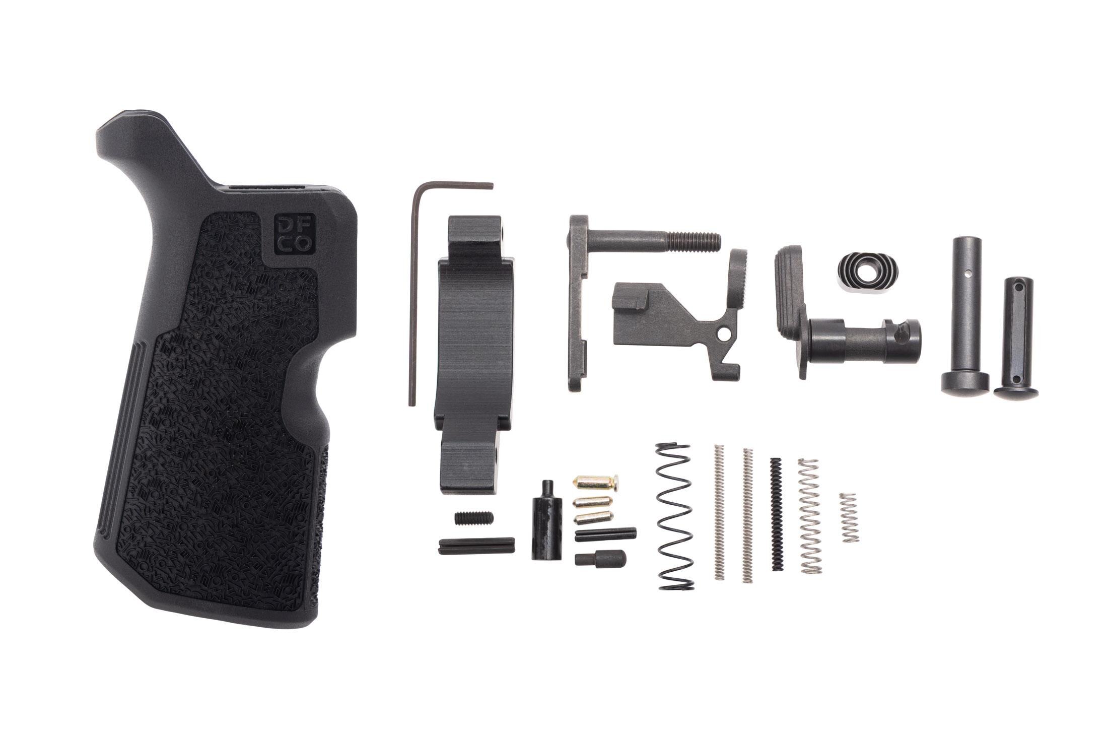CMC Triggers AR-15 Lower Parts Kit - No FCG/Grip with Die Free Co Kung Fu Pistol Grip - Black